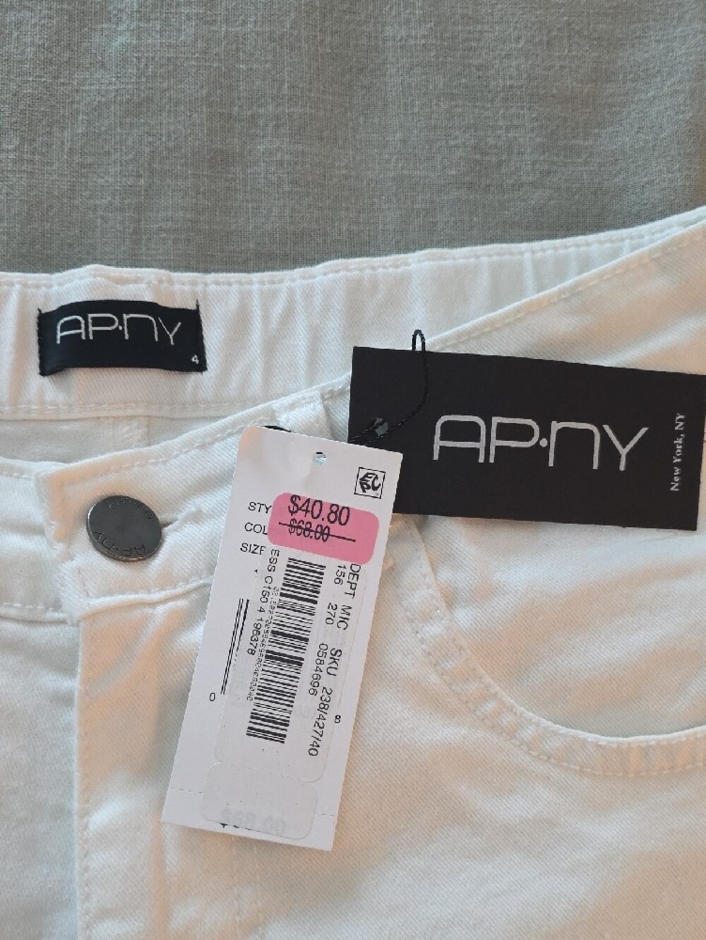 APNY White Frayed-Hem Denim Shorts - Picture 5 of 5